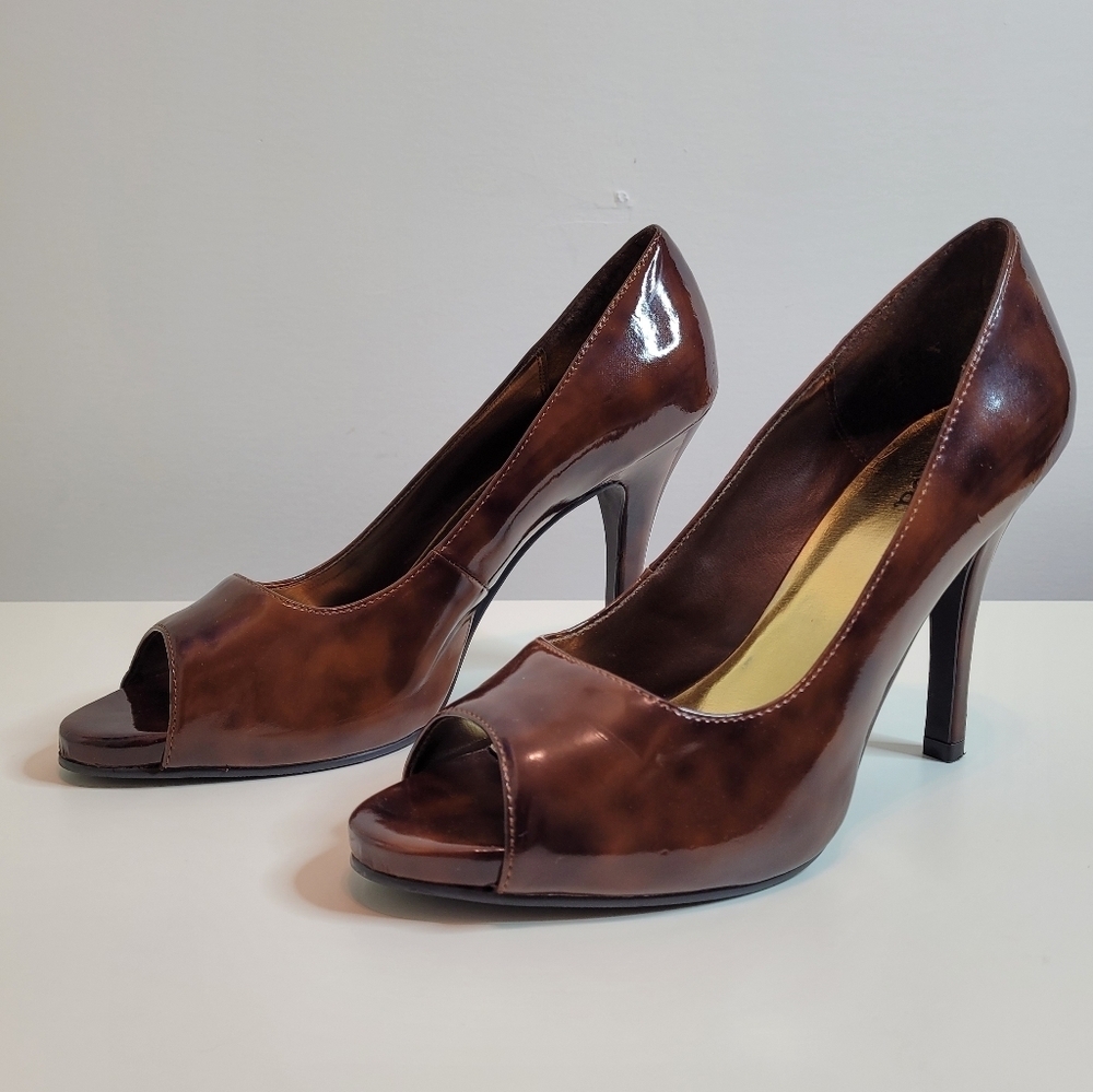 Diba East Abbey Patent Leather Open Toe Heels Size Women's 9